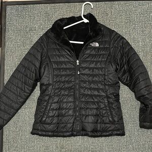 The North Face Girls Black Reversible Quilted Puffer Jacket